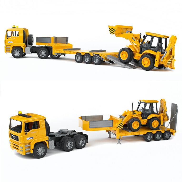 ブルーダー MAN トラック＆JCB 4CXバックホーローダー | 誕生日 男 子供 室内 遊び おもちゃ 3歳 誕生日プレゼント 男の子 知育玩具 プレゼント 乗り物 車 幼児 bruder おしゃれ 働く ミニカー はたらくくるま トラック 働く車 くるま 子ども こども 家 ドイツ 海外 ギフト