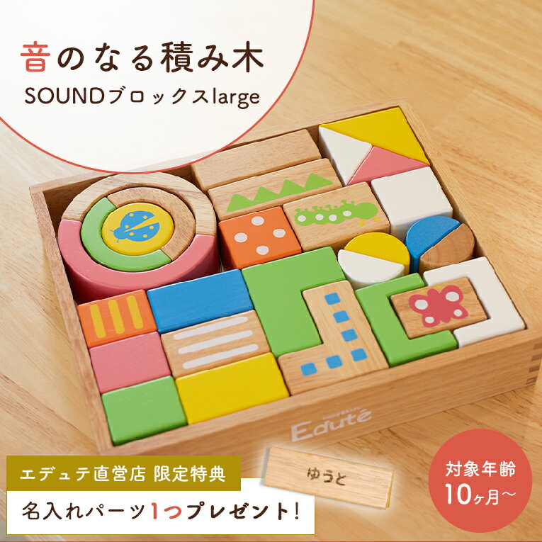 名入れ無料 木のおもちゃ 誕生日 SOUNDブロックス Large エデュテ | 1歳 男 おもちゃ 知育玩具 1歳半 女 2歳 子供 誕生日プレゼント 男の子 女の子 赤ちゃん 積み木 一歳 木製 おしゃれ 出産祝い ベビー つみき 木 幼児 1歳児 音の出るおもちゃ こども あかちゃんおもちゃ