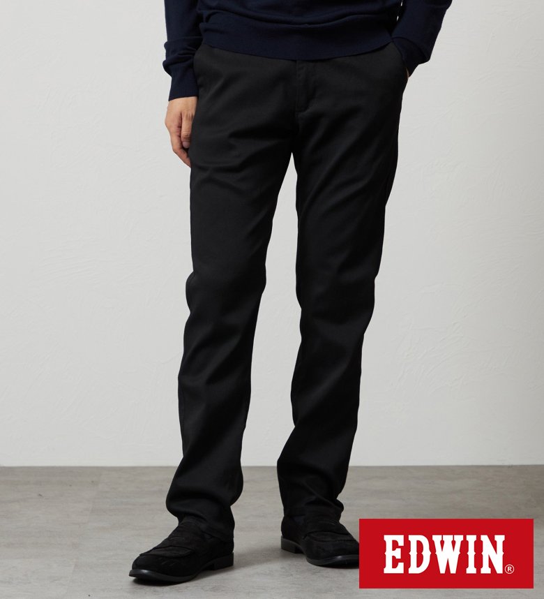 【エドウイン公式】ハタラクロ メンズ アジャスター チノパンツ ストレッチ 【WEB限定】 EDWIN エドウィン メンズパンツ 黒パンツ 仕事着 通勤対応