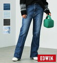 【エドウイン公式】essentials フレアーデニムパンツ EDWIN LADIES エドウィン エッセンシャルズ ストレッチデニム ジーンズ ジーパン パンツ ブラックデニム ブルーデニム レディース EL08-46 EL08-66 EL08-83 EL08-956