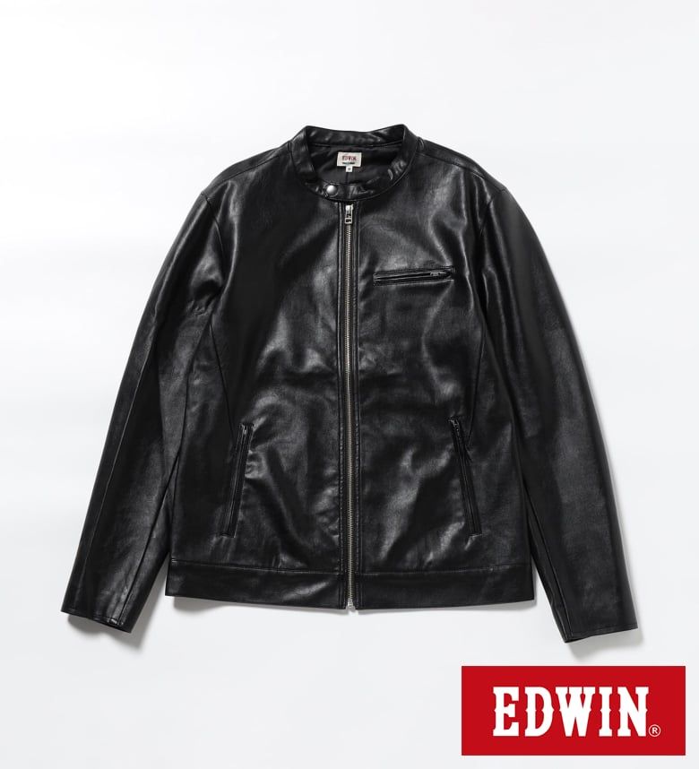 【エドウイン公式】フェイクレザー シングルジャケット【アウトレット店舗・WEB限定商品】 EDWIN エドウィン メンズ アウター