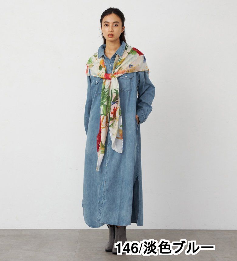 【Lee公式】ワークデニムシャツワンピース ライトオンスで着やすい リー