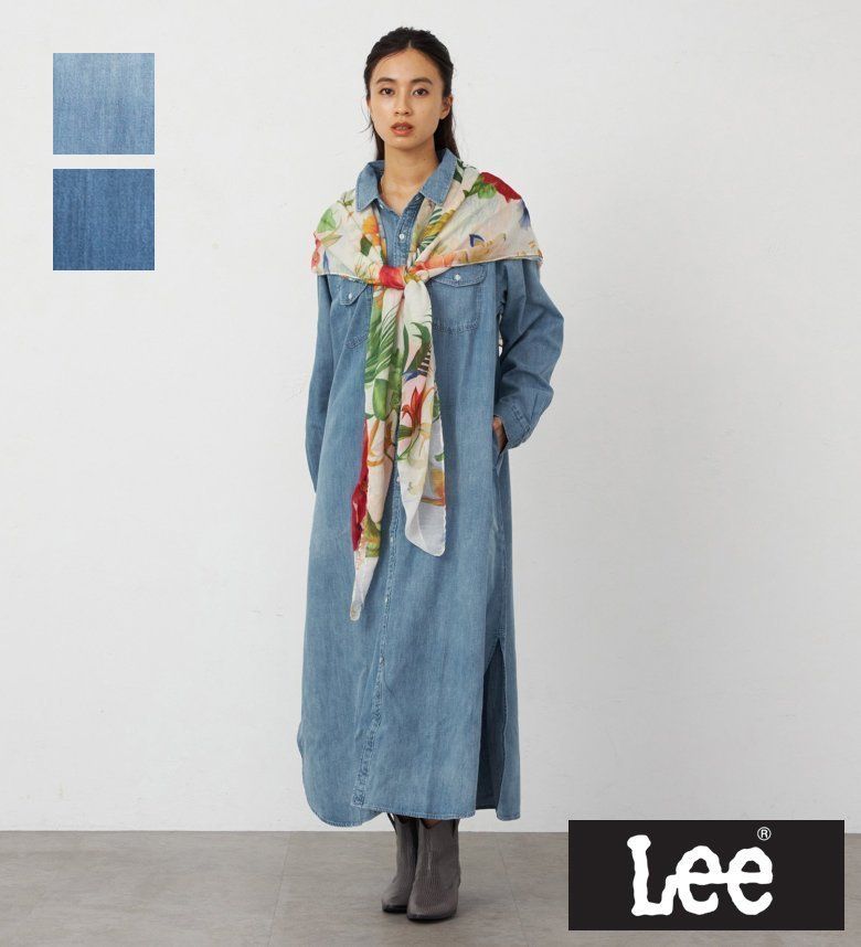 【Lee公式】ワークデニムシャツワンピース ライトオンスで着やすい リー
