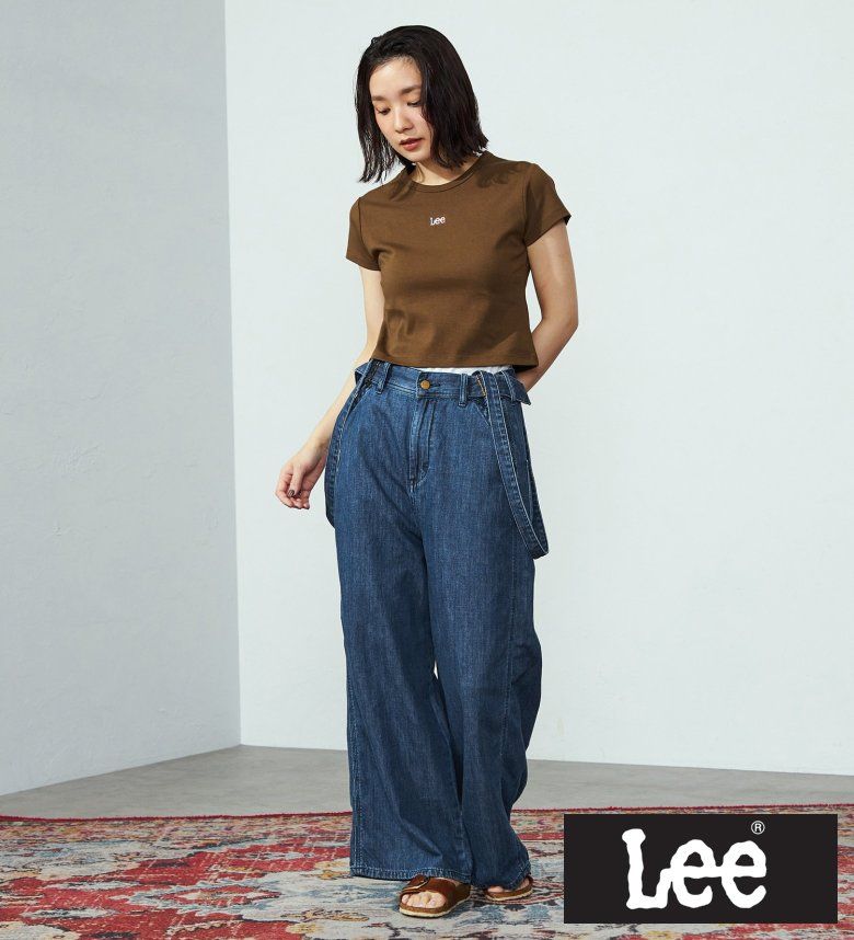 【Lee公式】【SALE★50％OFF】マルチWAY ワイドデニムパンツ 取り外し可能サスペンダー付き 軽量素材/夏用/梅雨も快適【運動会コーデ】 レディース リーのサムネイル