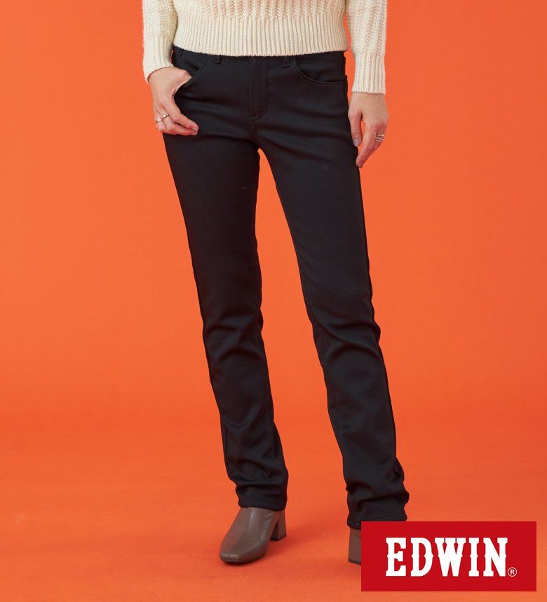 【エドウイン公式】【WEB限定】EDWIN LADIES ハタラクロ BODY FIREスリムストレートパンツ【暖】【冬用】 エドウィン ボディファイアー ボディファイヤー 暖かいパンツ 防寒 秋冬用 ストレッチパンツ レディース