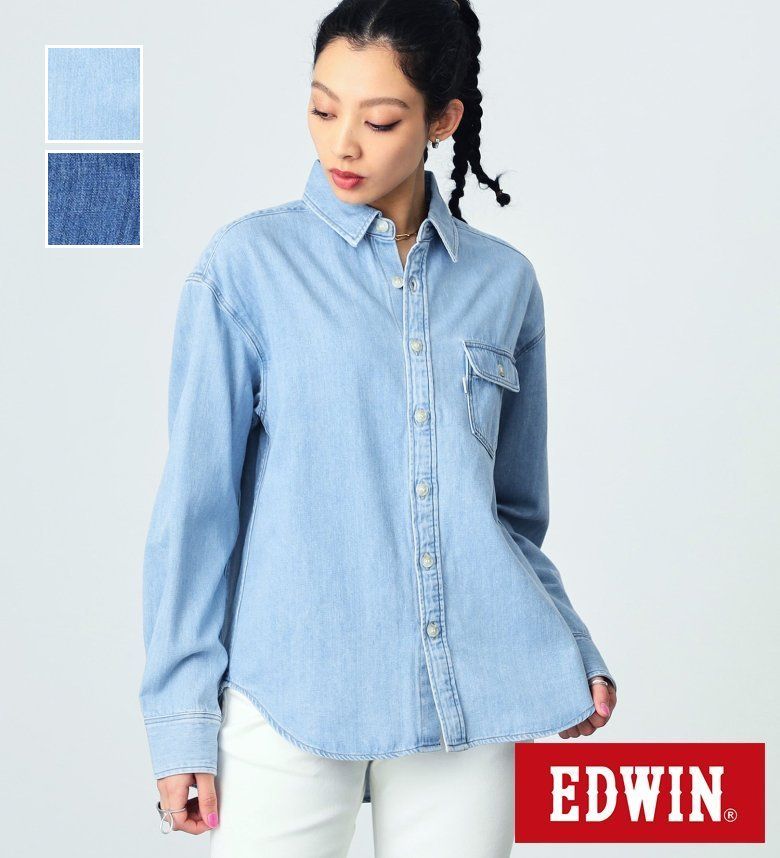 【エドウイン公式】【SALE★38％OFF】EDWIN LADIES リラックスフィットデニムシャツ エドウィン MT2044