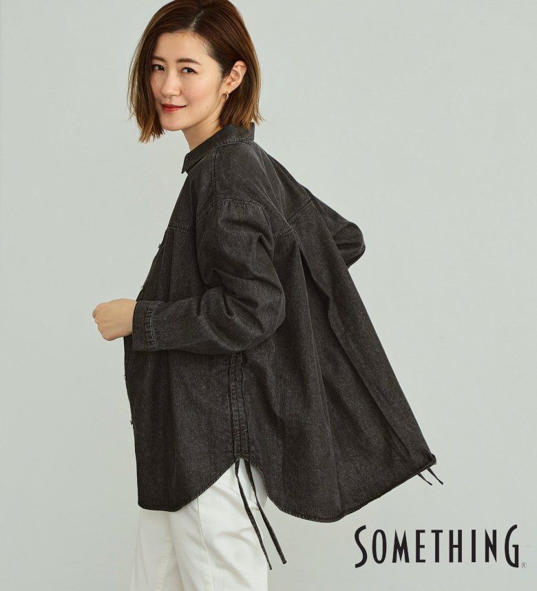 【サムシング公式】【SALE★17％OFF】SOMETHING サイドギャザーデニムシャツ レディース長袖シャツ トップス