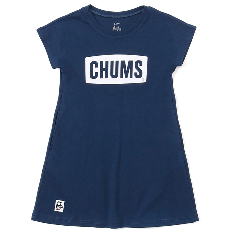 チャムス Tシャツ ワンピース キッズ ガールズ キッズチャムスロゴドレス CH21-1234 Navy×White CHUMS Kid's CHUMS Logo Dress