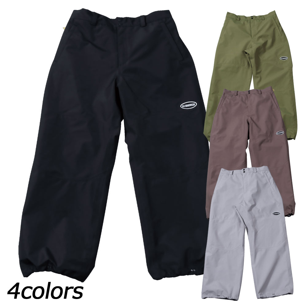 ダブルエー　AA HARDWEAR 717パンツ 717 PANTS 721-233-33 ●ウエストゲーター ●裾ドローコード ●ブーツフック ■FIT：RELAXED FIT ■Waterproof：10000mm ■Breathable：8000g/m2/24hr ■2 LAYER ■SECTION SEAM SEALING ■DUPONT(TM) ■TEFLON(R) COATING ■3D CUTTING FIT ---ご注文の前に必ずお読みください--- ●在庫について 当店は店舗と同時販売(在庫を共有)の通販サイトです。 表示されている在庫はリアルタイムではございません。 ご注文後に在庫を店頭商品にて確保いたします。 その為、ご注文と入れ違いで店舗にて商品が完売となる場合がございます。 完売の場合はメールにてキャンセルのご連絡をさせて頂きます。(電話連絡はしておりません) 掲載在庫には店頭展示品(サンプル品)も含まれておりますので、展示品につき検品段階にて 瑕疵が発見された場合は店頭にて完売と同様にキャンセルのご連絡をさせて頂きます。 また、複数の商品をご注文いただき、一部の商品がご用意できない場合も 別途メールにてご連絡させていただきますのでご確認をお願い致します。 ご返信の期限がございますので、期限を超過致しますと ご連絡させて頂いた内容にて出荷をさせていただきます。 他の商品へのご変更はお受けできません。 ※イベント期間中でも同様に在庫を確保いたしますので、 イベント期間後に欠品が発生する場合がございます。 その場合に差額をポイント、値引などでの補填するご対応は致しておりません。 ●日時指定について 日時指定は確約されておりません。 出荷店舗、配送場所により配送指定のご希望に添えない場合がございます。 ●販売数量限定商品について 販売数量限定商品に関しましては複数のご注文などで制限数を超えた場合は ご注文をキャンセルさせていただく場合がございます。 なお、ご注文者様別名義でも発送先が同一の場合、 またはご注文者様は同じで別の発送場所に関しましても同様に ご注文をキャンセルさせていただく場合がございます。 ※柄デザインの生地の製品は、取り都合によりプリントの出方が1点1点異なります。 ※店頭商品の発送となる為、ご注文商品の化粧箱や梱包用の袋などが ご注文のメーカー、品番と異なる場合がございます。 ※当社の指定する衛生商品、食品等の返品・交換のできない商品がございます。 ※製品の外観・仕様はメーカーにより予告なく変更される場合があります。 ※在庫のお問い合わせは店舗同時販売の為、お答えしておりません。 また、サイズに関してもメーカー開示のない商品についての お問い合わせはお答えしておりません。 ※携帯電話からの場合、サイズチャートなどすべての内容が表示できない場合がございます。 パソコンにてご確認をお願いいたします。 ※ご注文前には必ず「よくあるご質問(FAQ)」と上記を必ずお読みください。 ご注文頂いた商品に関しましては上記、すべてをご了承されたものとみなされます。 スノーボードウェア パンツ メンズ