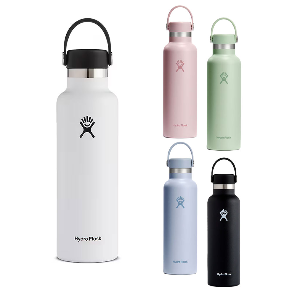 Hydro Flask(ハイドロフラスク) ハイドレーション 21オンス スタンダードマウス HYDRATION 21oz Standard Mouth #5089014 ●真空断熱構造 ステンレスを二重にすることで真空断熱構造を実現。 温度差で表面が結露することもありません。 保冷最大24時間 [Hydration / Coffee] 保温最大6時間 [Hydration / Coffee] ●18/8ステンレス 食器などに使われている耐久性・耐錆性に優れた18/8ステンレスを採用。 飲み物を美味しく保ち、お手入れも簡単。 ●BPAフリー 人体に悪影響を及ぼすビスフェーノールA(BPA)を含まない素材を使用。 ●独自のパウダー加工 表面に特殊なパウダー加工を施し、 濡れた手でも握りやすく滑りにくい仕様。 Q.スポーツ飲料を入れても大丈夫ですか。 A.ご利用いただくことに問題はございませんが、 飲み物の成分が残っていると、 ステンレス銅が腐食してサビが発生する場合がございます。 使用後は、食器用の中性洗剤を含ませたスポンジやブラシで洗い、 流水で十分にすすいでしっかり乾燥させてください。 Q.横に倒すと漏れますか。 A.パッキンが正しく装着されていない場合や キャップの緩みにより水漏れが起こる可能性がございます。 持ち運び時の衝撃を考慮してバッグ等に入れる際は 必ず本体を立てた状態でご利用ください。 Q.パッキンのみの販売はしていますか。 A.パッキンのみ販売は現在のところ行っておりません。 付け替えキャップをご購入ください。 Q.ボトル内部に錆のような汚れが不着しています。 A.ボトルに使用しているステンレスは、 通常の環境では容易に錆がでるものではございませんが 水の中に含まれている鉄成分が付着してもらい錆となる場合や、 飲み物の成分が残っていると腐食して錆の原因となる場合がございます。 乳飲料や塩分濃度が高い飲料を長時間お入れする事はお控えいただき、 使用後は食器用の中性洗剤を含ませたスポンジやブラシで洗い、 流水で十分にすすいでしっかりと乾燥させて下さい。 Q.Hydrationと炭酸やビールを入れられるBeerのボトルの違いは何ですか。 A.キャップ及びボトル口の形状が異なっており、 Beer商品のボトルはより密閉性が高い仕様のため 炭酸飲料やビールを入れてご利用が可能です。 単品の付け替えキャップはBeer商品には ご使用いただけませんのでご注意下さい。 Q.漂白剤は使用できますか。 A.ボトル本体のステンレスは 耐錆・耐久性に優れた高品質なものを採用しております。 性能が損なわれる可能性がありますので、 食洗機や漂白剤のご利用はお控え下さい。 Q.結露します。/ すぐぬるくなります。 A.ボトル本体が結露する場合や熱い飲料が すぐに冷めてしまう場合は真空断熱構造に不具合が生じている可能性があります。 ご購入後すぐ本体が結露する場合は初期不良の可能性がございますので ご購入店舗にお問い合わせ下さい。 ■容量 621ml ■口径 48.5mm ■本体寸法（幅×高さ） 73mm×240mm ■重量 340g ■素材 びん/ステンレス鋼 胴部/ステンレス鋼 ふた/ポリプロピレン パッキン/シリコーンゴム 【ご注文前に必ずご確認ください】 ●商品・在庫について ・当店の商品は、弊社実店舗の在庫を掲載しております。 そのため、サイト上の在庫表示はリアルタイムではございません。 ご注文後に実店舗にて在庫を確保いたしますが、 売り切れの場合はキャンセルのご連絡をさせていただきます。 ・一部商品のみご用意できない場合は、メールでご連絡します。 返信期限までにお返事がない場合は、在庫のある商品のみ出荷いたします。 ・イベント期間中でも売り切れの可能性があり、 その際に他の商品への変更やポイント等での補填はできかねます。 ●商品の状態について 実店舗在庫のため、以下の状態の商品が含まれる場合がございます。 ・化粧箱や袋の破損・色あせ・シール跡 ・靴の試着によるソール汚れ ・製品タグの汚れや破損 ※商品状態の指定はできません。 ※柄物商品のプリント位置の個体差も指定はできません。 ※外箱が著しく破損している場合は代替箱で発送します。 ※衛生商品・食品など一部商品は返品・交換不可となります。 ●お届け日時について ・日時指定は可能ですが、確約はできません。 ・出荷店舗や配送地域によってはご希望に添えない場合がございます。 ●その他注意事項 ・掲載写真は、実際に取り扱いのないカラーを使用している場合があります。 ・商品仕様は予告なく変更される場合があります。 ・在庫やサイズに関する個別のお問い合わせはお受けできません。 ※必ずご注文前にFAQと上記内容をご確認ください。 ※ご注文いただいた時点で、上記内容に同意いただいたものとさせていただきます。 ボトル 水筒 保冷 保温 真空断熱構造 BPAフリー