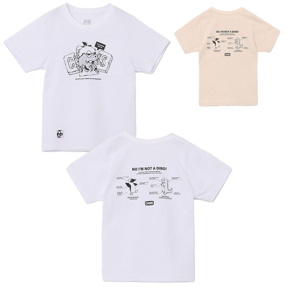 乐天商城 - チャムス CHUMS キッズコットンドライチャムスダイナソーTシャツ CH21-1448 Tシャツ 半袖 ドライ キッズ ジュニア 親子お揃い