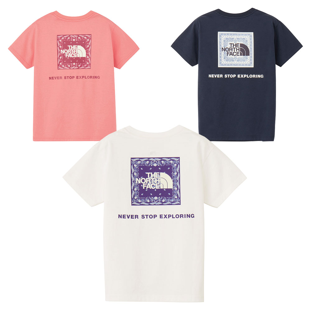 乐天商城 - ノースフェイス THE NORTH FACE ショートスリーブバンダナスクェアロゴティー NTJ32546 Tシャツ 半袖 速乾 キッズ ジュニア 定番 人気