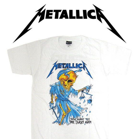 【最大2000円オフクーポン スーパーSALE】METALLICA メタリカ バンドTシャツ 半袖 BA-0001-WH Their Money Tips Her Scales Again TEE バンドTシャツ