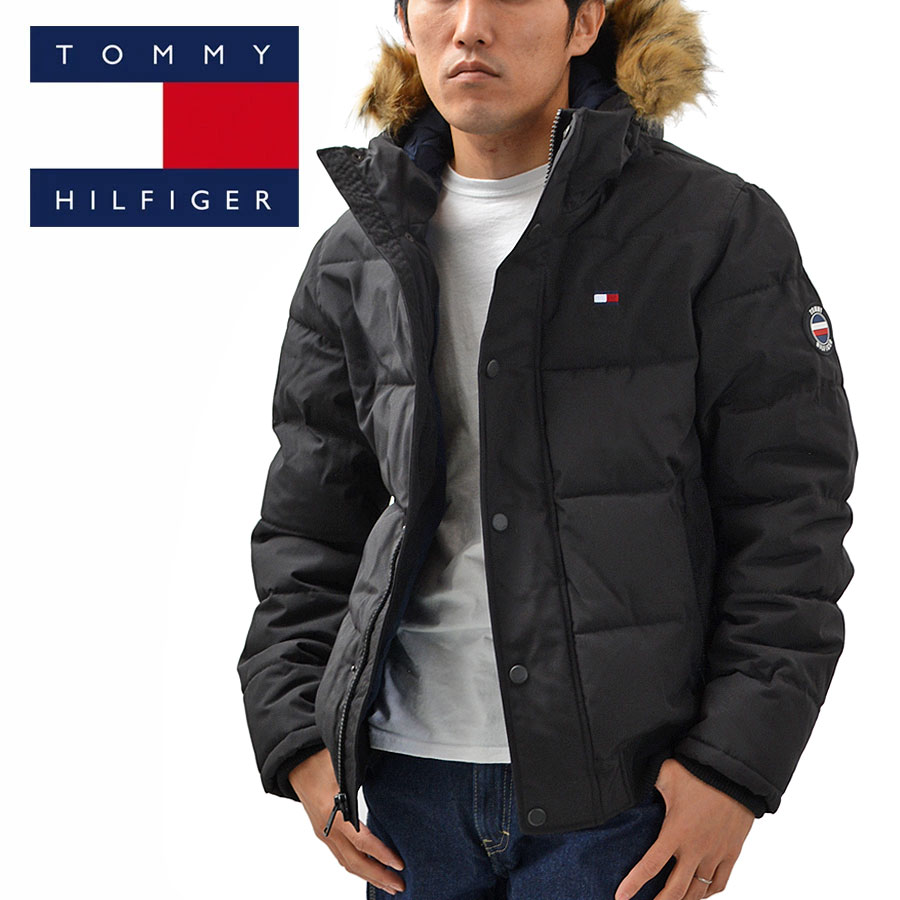 TOMMY HILFIGER トミーヒルフィガー ダウンジャケット 159AP863 BLACK 中綿ジャケット アウター メンズ USAモデル スノーケルフーディー パファージャケット 大きいサイズ