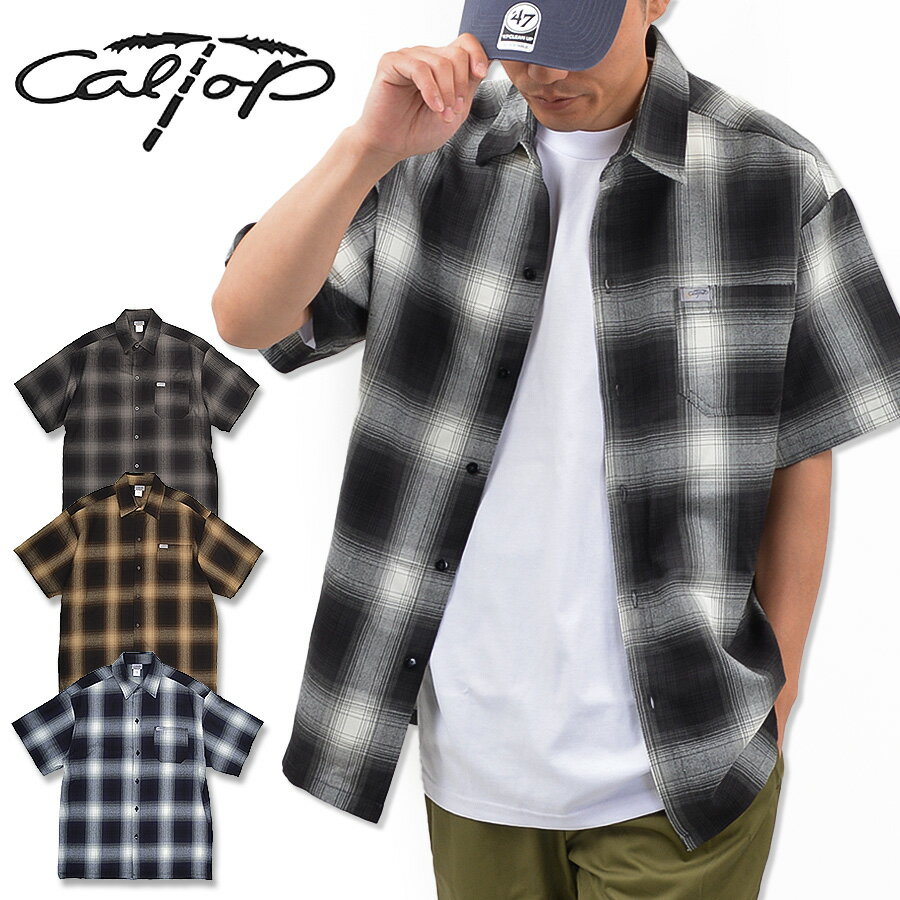 Button-Down Shirt - キャルトップ CALTOP シャツ 半袖 オンブレチェック メンズ チェック 半袖シャツ ワークシャツ カジュアルシャツ #2000 オーバーサイズ ビッグシルエット