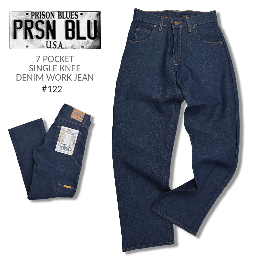 休闲裤 - PRISON BLUES プリズンブルース デニム パンツ ジーンズ メンズ #122 7ポケット シングルニー デニム ワークジーンズ