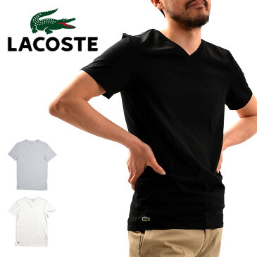 ラコステ LACOSTE SLIM FIT 半袖 Tシャツ ワンポイント Vネック スリムフィット TH3374 メンズ 男性用 ホワイト ブラック 大きいサイズ