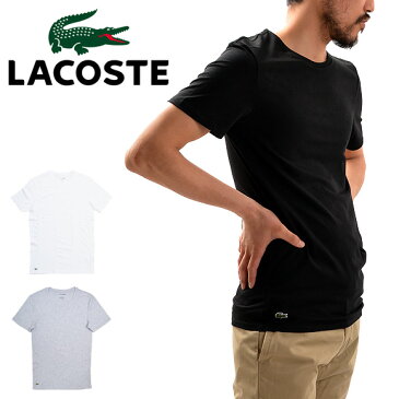 ラコステ LACOSTE SLIM FIT 半袖 Tシャツ ワンポイント クルーネック スリムフィット TH3321 メンズ 男性用 ホワイト ブラック 大きいサイズ