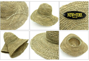 NEW YORK HAT ニューヨークハット レディース【7116・海藻】シーグラスツバ広ストローハット[つば広 麦わら帽子/紫外線対策/日焼け対策/newyorkhat]