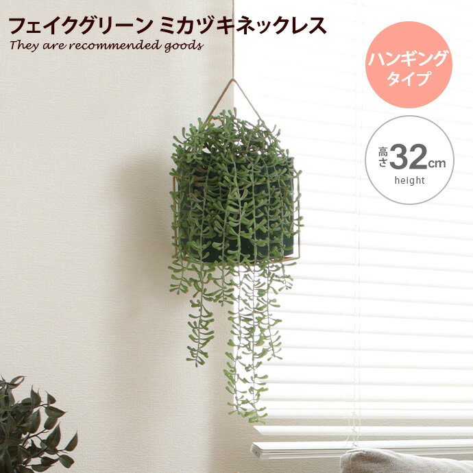 【MAX50％OFF! 11/30 0:00 ~ 23:59まで★】雑貨 観葉植物 フェイクグリーン インテリア インテリアグリーン ミカヅキネックレス グリーン 人気 新生活 ハンギング 壁掛け 鉢 植木鉢 グリーンポット 幅16 人工植物