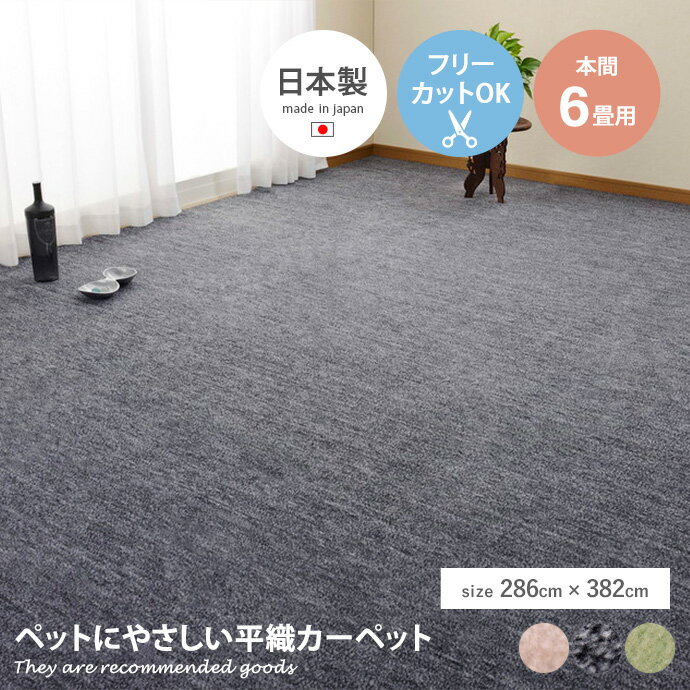 ラグマット 【長方形:286cm×382cm】Raum ペットにやさしい平織カーペット