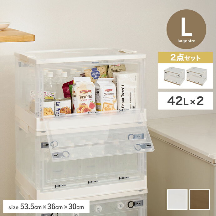 Rakuten - 【クーポンで15％OFF! 4/18 0:00~23:59まで★】カラーボックス 収納 収納ケース 収納ボックス 衣類収納 衣装ケース コンテナ 2個セット 折りたたみ 3面開き 前開き 42L ふた付き キャスター付き 積み重ね スタッキング 押し入れ収納 ベッド下収納 大容量 一人暮らし