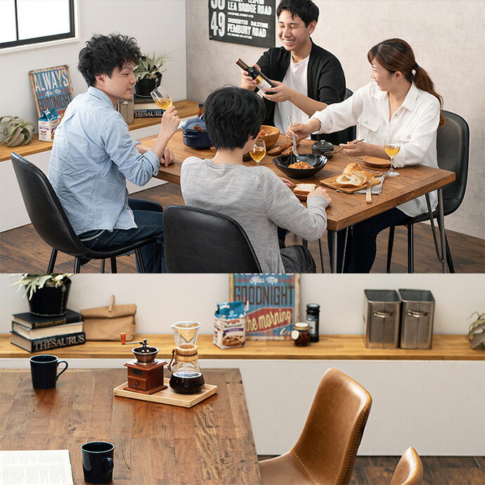 【クーポンで15%OFF!7/15 0:00~23:59まで!】デスク デスクセット テーブルセット テーブル ダイニング ダイニングセット チェア 椅子 机 人気 お洒落 おしゃれ 新生活 5点セット セット 幅140 バリエーション 豊富 選べる 無垢材 天然木 クール ヴィンテージ調 [3]