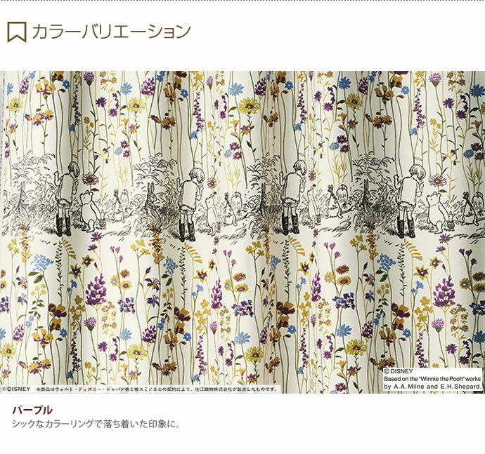 Garden POOH 100×135 place ウォッシャブル 遮光 ディズニー カーテン キャラクタ...