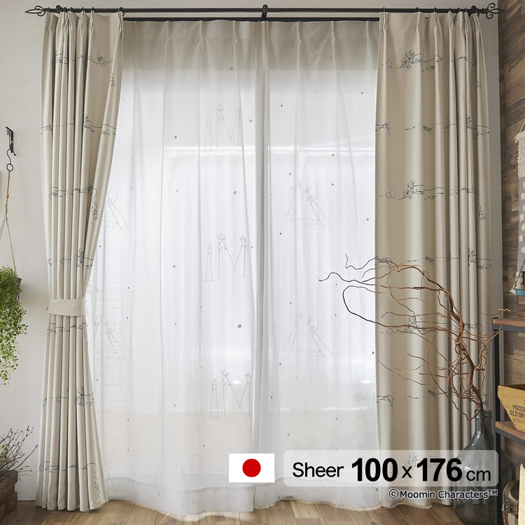Rakuten - 日本製 ムーミン カーテンタケウマ ボイル（TAKEUMA voile）幅100×丈176cm ウォッシャブルメーカー直送返品交換・代引不可商品レース シアー ※1枚入り