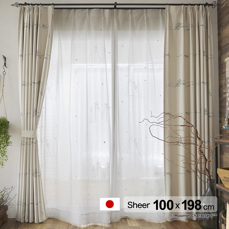 Rakuten - 日本製 ムーミン カーテンタケウマ ボイル（TAKEUMA voile）幅100×丈198cm ウォッシャブルメーカー直送返品交換・代引不可商品レース シアー ※1枚入り