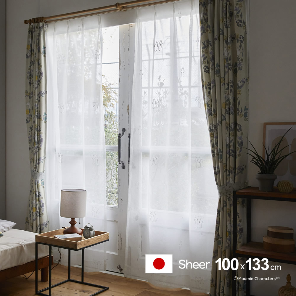 Rakuten - 日本製 ムーミン カーテンニョニョロ ボイル（NYORONYORO voile）幅100×丈133cm ウォッシャブルメーカー直送返品交換・代引不可商品レース シアー ※1枚入り
