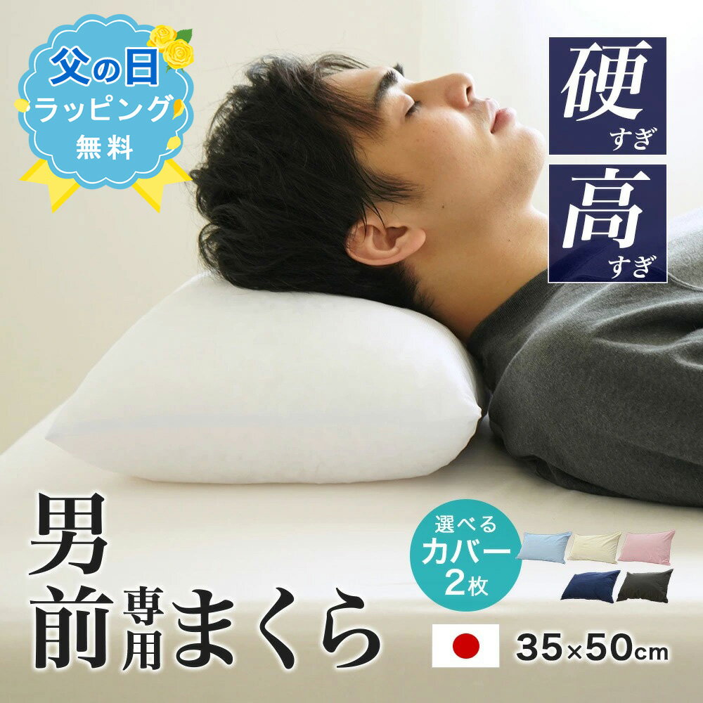 Marco - 【父の日ラッピング無料】【枕カバー2枚付き】 パイプ枕 硬くて 高い 男（前？）専用枕 レギュラーサイズ 日本製 大粒 35x50cm 高さ約14cm 男性 プレゼント ギフト 日本製 固い 硬い 男前枕 硬めのパイプ枕