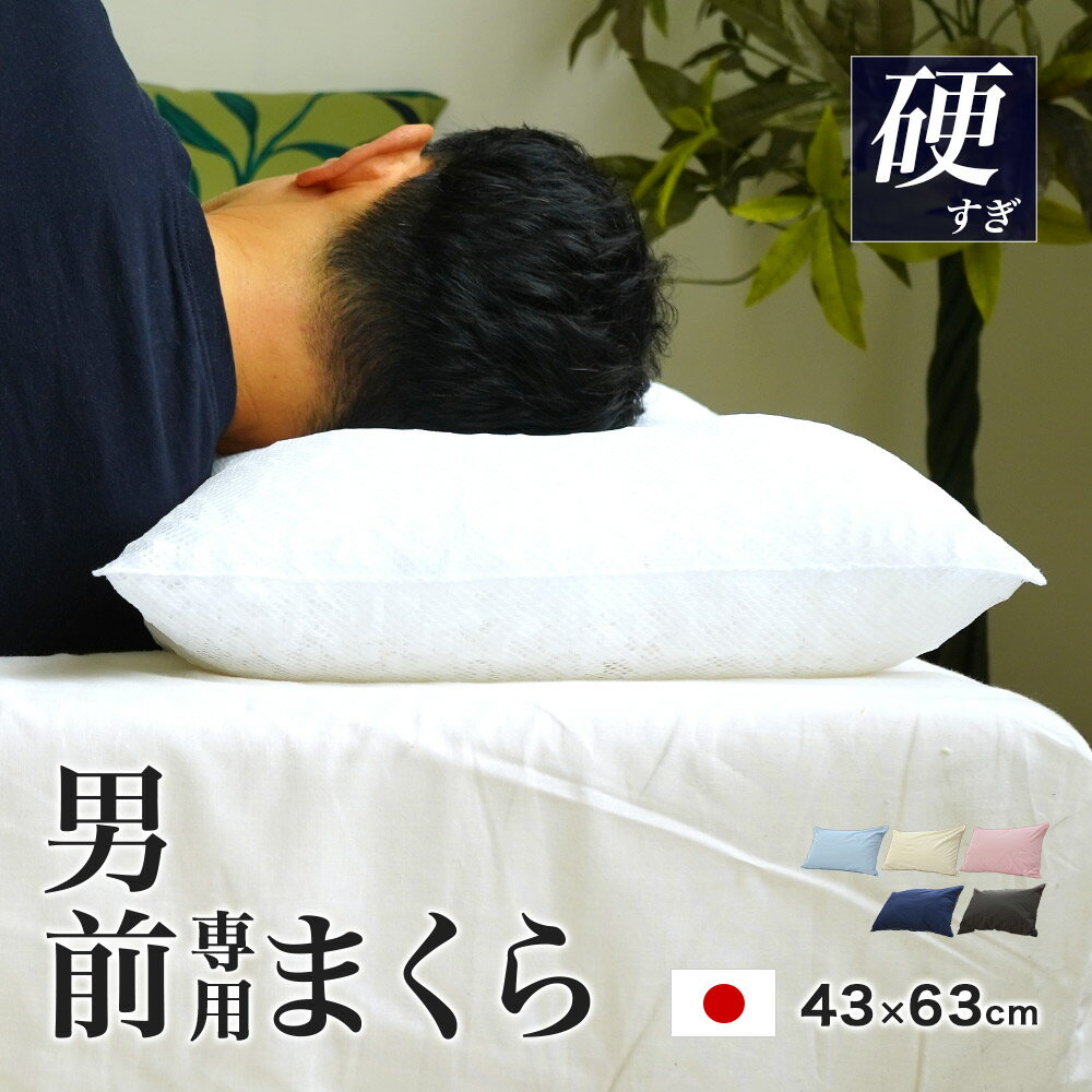 パイプ枕 硬い 男（前？）専用枕 高さ 約11cm ビッグサイズ 43×63cm マチ付き 高さ調整OK カバー付き 大粒