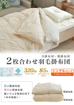 夏用 羽毛布団セット ダウンケット 羽毛合掛 敷布団 枕 4点セット オールシーズン ダウンパワー320DP 店頭