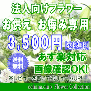 法人向けフラワーお悔やみに贈る花★お供え専用おまかせフラワー3,500円【送料無料】【楽ギフ_包装】【楽ギフ_メッセ】【楽ギフ_メッセ入力】【あす楽対応】【法事お供えお盆お彼岸お供えお悔やみアレンジ花束】
