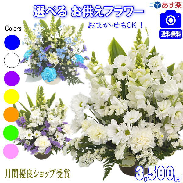 お供え お悔み フラワーギフト【あす楽15時】土日祝も営業 お悔やみに贈る花★お供え専用おまかせフラワー3,500円【送料無料】【楽ギフ_包装】【法事 お供え お盆 お彼岸 お供え お悔やみ アレンジ 花束ペットのお供え】【即日配達】