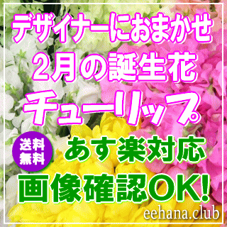 2月の誕生花チューリップ★デザイナーにおまかせフラワー7,000円【送料無料】【あす楽対応】【商品画像確認OK！】【フラワーアレンジ・花束】【花言葉カード付き】【楽ギフ_包装】【楽ギフ_メッセ】【楽ギフ_メッセ入力】誕生日の贈りもの プレゼント ギフト 女性