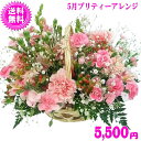 5月の誕生花★プリティーアレンジ5,000円【送料無料】花言葉カード付き【カーネーション】【四つ葉メッセージボトル選択可】【花言葉カード付き】【楽ギフ_包装】【楽ギフ_メッセ】【楽ギフ_メッセ入力】【あす楽対応】