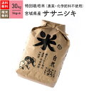 宮城県産 ササニシキ 特別栽培米 令和2年産 送料無料無農薬 玄米 精米 米 30kg（5kg×6袋）