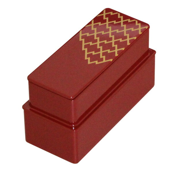 お弁当箱 弁当箱 漆塗り【菱紋 長角二段 弁当箱】2段 コンパクト 二段 弁当 うるし塗り 赤 レッド 漆器 木製 和風 ランチバンド付き レディース 女性 お...