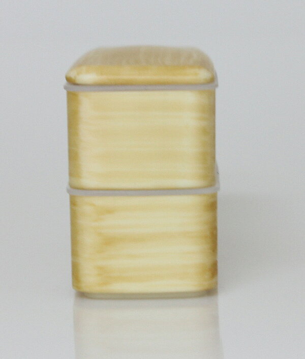 弁当箱 二段スリム 白木杢塗 箸・ランチバンド付き 電子レンジ・食洗機対応 680ml（食器洗い洗浄機OK・電子レンジ加熱OK）