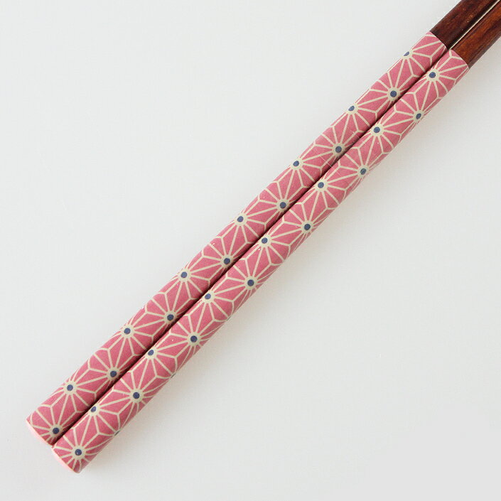 若狭塗り 箸 和紙レトロ 麻の葉 赤 23cm カワイ 若狭箸 お箸 木製 日本製 若狭箸 国産