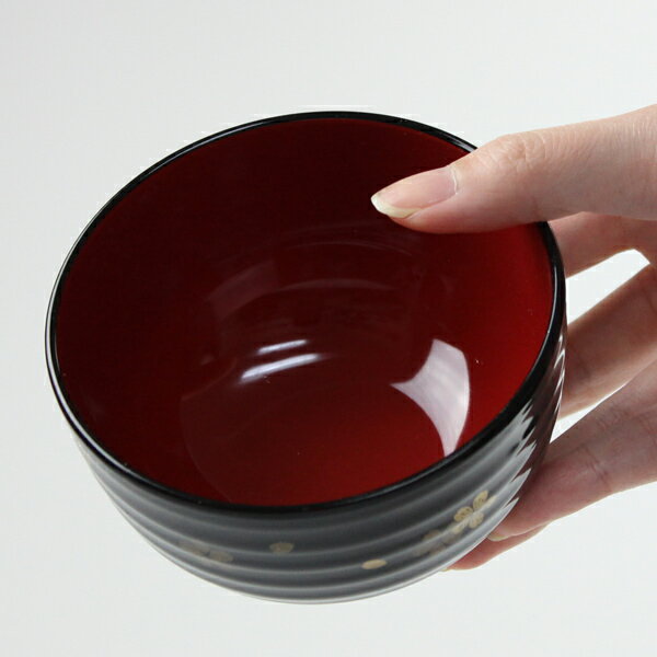 汁椀 ロクロ目 黒 さくら 電子レンジ 食洗機対応 340ml 日本製 国産 食器 おしゃれ お椀 スープボール レンジ対応 宮本産業