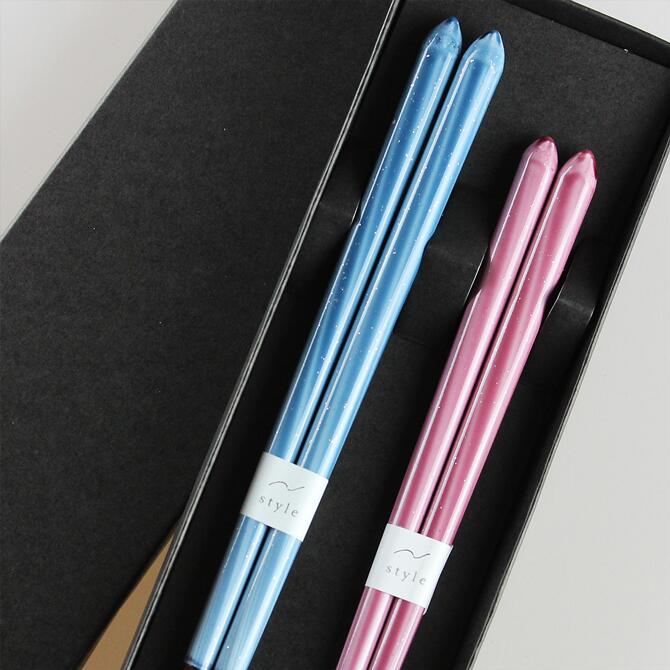 食洗機対応 若狭箸 夫婦箸 グレース 黒紙箱入り