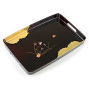 【売り切れ御免セール】 【訳あり】 長手盆 42cm 溜塗 金雲うさぎ urikire トレー