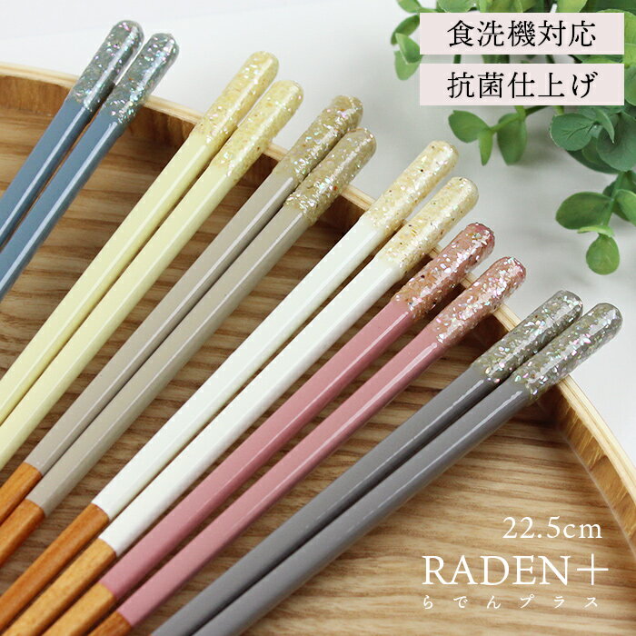 若狭塗り 食洗機対応 抗菌箸 RADEN＋ 22.5cm 大岸 ブルー ローズピンク サンドベージュ イエロー モスグレー ホワイト 6種から選べる お箸 国産 日本製 大人 らでんプラス 螺鈿 貝細工