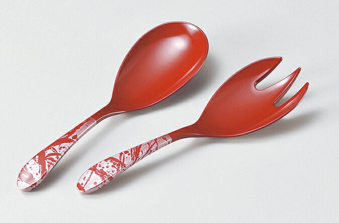 越前漆器 フロー サーバーセット 赤銀 2本 日本製 国産 スプーン フォーク カトラリー ペア ギフト プレゼント 御祝 食器 松屋漆器 11-17607