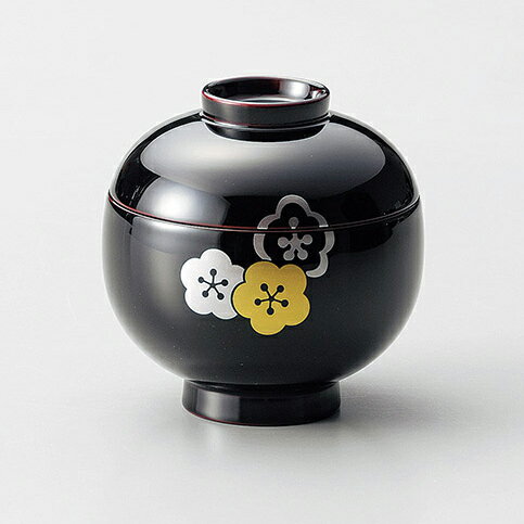 越前漆器 小吸物椀 溜内黒 梅ちらし 1客 日本製 国産 汁椀 高級 御祝 ギフト プレゼント 漆塗 松屋漆器..