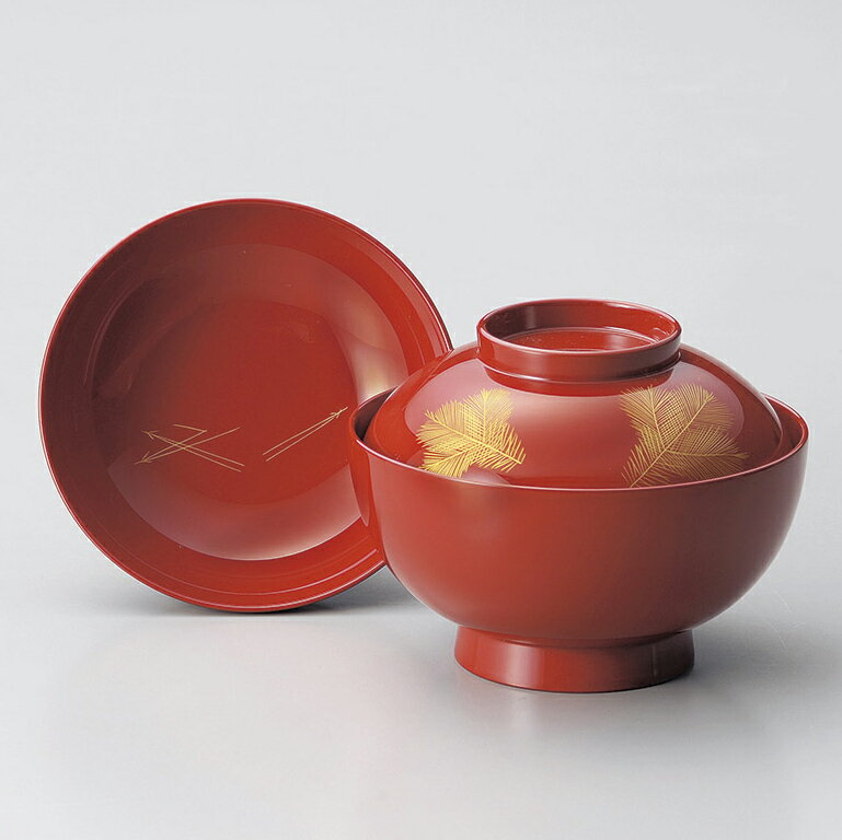 雑煮椀 お雑煮 お椀 蓋付き お椀【朱 沈金若松 1客 漆塗 うるし塗】 漆 食器 越前漆器 お正月 おせち料理 和食器 食器 蓋付き 汁椀 味噌汁 おわん お...