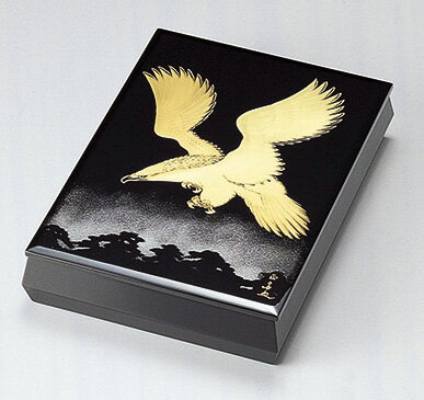 越前漆器 文庫 松に鷹 A4サイズ 黒 12-13104 書類入れ 書類整理箱 松屋漆器